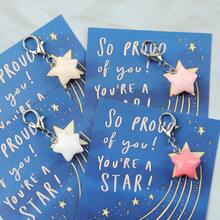 8pcs Mini Resin Star Keychains, Includes "So PROUD Of You! You're A Star" Inspirational Cards,Encouragement And Praise Gift, Ideal For Birthday, Anniversary, Graduation, Back To School,Encouragement Gifts, Bag Charms Car Accessories Cute Goth Y2k Halloween Accessories Teachers Day - Multicolor - View 4