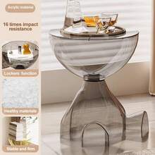 Modern Side Table - Round Coffee Table & Nightstand 2-In-1, Plant Stand With Easy Assembly - Accent Table For Living Room, Bedroom, Balcony & Office - Space-Saving Home Accessory For Small Apartments - Màu xám trong suốt - Xem 2