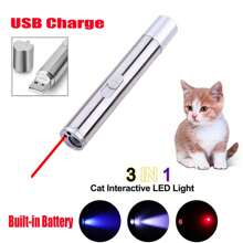 1/2 Three-In-One Pen-Type Flashlight - Pet Ultraviolet Detector, USB Rechargeable Red Light Flashlight, Cat Toy And Emergency Light