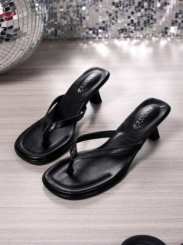 Women's Fashion Thong High Heel Sandals, With Thick Non-Slip Soles And Stylish Kitten Heels, Versatile Summer Shoes Suitable For Dresses And Casual Outfits, Suitable For Various Occasions