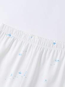 Annil Children's Clothing For Girls, Girls, Boys, Girls, Teenagers, Autumn Shirts And Pants Sets, Home Thermal Clothing Base, Autumn Shirts And Pants - Blue and White - View 5