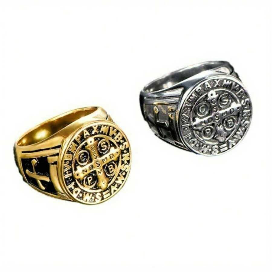 Vintage Exorcist Titanium Steel Cross Ring Niche Personalized Punk Men's Hand Ornaments