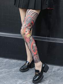 1 đôi tất in hình xăm 360 độ, quần legging in hình xăm nhiều màu, thích hợp mặc hàng ngày, dự tiệc, biểu diễn, làm quà tặng - Nhiều màu - Xem 15