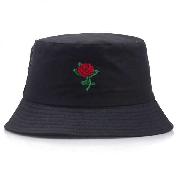 1 pièce Chapeau de soleil décontracté en polyester avec broderie de rose, protection UV, toutes saisons