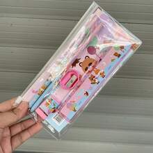 1套/5件可爱动物文具儿童卡通幼儿园礼盒套装儿童节礼物礼品、文具套装礼物、男孩派对礼品、散装物品、返校 - 彩色 - 查看 9