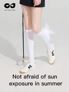 1 双女士夏季冰丝防紫外线及膝袜，高尔夫运动透气防滑大腿袜