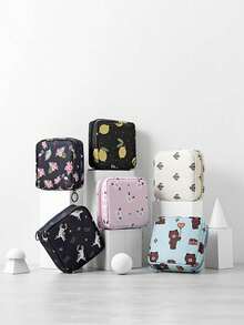 Cartoon Sanitary Napkin Storage Bag, Waterproof Sanitary Napkin Storage Bag, Large Capacity Sanitary Napkin Storage Bag, Portable Menstrual Tool Kit, Reusable Portable Menstrual Bag, Back To School Student Sanitary Napkin Storage Bag, For Storing Sanitary Napkins, Pads And Tampons, Must-Have For Girls, Travel Must-Haves, Back To School Must-Haves, Lipstick Storage Bag, Gifts For Womentravel Essentials Bag For School Vacation Holiday Supplies Makeup Bag Travel Bag For Women