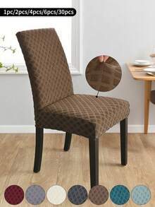 1pc/2pcs/4pcs/6pcs/30pcs Brown Jacquard Diamond Chair Cover, Dustproof And Stain-Proof, Classic And Simple Chair Cover, Suitable For Chairs In Living Room, Bedroom, Kitchen, Etc. - Multicolor - View 2