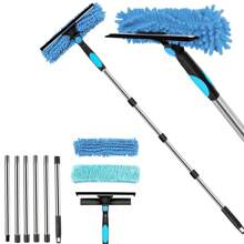 1pc Heavy-Duty Window Cleaning Brush & Squeegee – Extendable Stainless Steel Handle,Reusable Squeegee Brush, Suitable For Outdoor And Glass Cleaning, Includes Multiple Components And Machine Washable Chenille Fabric, Brush Cleaning Tools