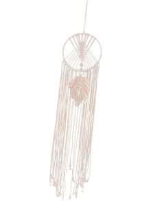 1 chiếc đồ trang trí treo tường dệt thủ công, kiểu Boho, có tua rua, dùng để trang trí nhà cửa, căn hộ, quà tặng tân gia hoàn hảo, trang trí phòng tập yoga và thiền (không bao gồm đèn) - Màu be - Xem 6