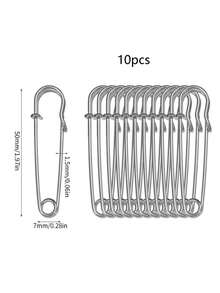 10 piezas Juego de alfileres de metal de uso pesado, de varios tamaños, juego de alfileres con cierre de resorte, adecuado para costura, acolchado, mantas, decoración del hogar y manualidades - Accesorios de costura multifuncionales, alfileres grandes fijos y gruesos, alfileres de hebilla simples, clips de metal extra gruesos y resistentes para ropa/bolsos/manualidades | Fijadores de armario DIY, alfileres antideslizantes para faldas, alfileres de hebilla para ropa