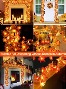 LED 枫叶灯串 8 种照明模式秋季家居装饰枫叶花环带灯电池供电灯串，感恩节万圣节秋季装饰室内户外秋季万圣节装饰灯家居装饰派对装饰万圣节装饰房间装饰万圣节花园装饰礼物仙女