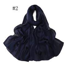 1件纯色亮片钻石雪纺围巾，优雅仿水晶穆斯林头巾披肩，女士户外防晒头饰 - B - 查看 19