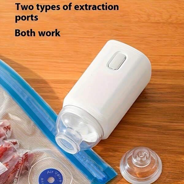 Handheld Electric Vacuum Sealer - USB Rechargeable Automatic Food Saver Pump, Includes 5 Reusable Bags, Suitable For Meat & Vegetable Preservation, Kitchen & Travel Use, Compact Design, Durable, Easy-Grip Handle