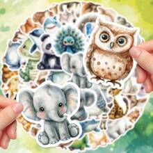 50 buc autocolante drăguțe cu animale în acuarelă, personalizate, artizanat, scrapbooking, pentru sticle de apă, cutie de șervețele, raft, tabletă, husă de telefon, chitară, valiză, cască, frigider, scrapbooking, aplicații decorative autoadezive, finisaj mat, excelent pentru cadouri de sărbători!
