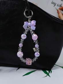 1 buc breloc creativ cu fundă acrilică colorată cu mărgele, breloc delicat și drăguț cu mărgele, pandantiv pentru geantă, pandantiv pentru telefon, cadou excelent pentru prieteni, familii, zile de naștere, accesorii auto Goth Y2K