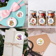 500 piezas Pegatinas de agradecimiento con diseños de dinosaurios de dibujos animados - Sellos para envolver regalos, empaquetar repostería y decoración de sellado - Etiquetas de papel redondas de 1 pulgada con diseños divertidos, sellos de pegatina de PVC - Dinosaurio de dibujos animados Gracias - Ver 5