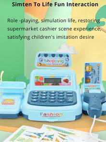 1pc Children's Supermarket Cash Register Toy, Suitable For Girls, Can Be Used As A Pretend Play Toy, Baby Toy, Multifunctional Simulation Toy, Puzzle Toy, Christmas Gift, Easter Gift, Includes Assorted Accessories In Random Colors, Text, Patterns, And Shapes. - Multicolor - View 8