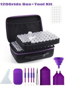 30/60/120 Grids DIY Diamond Painting Beads Storage Box Kit Large Capacity Set With Accessories Mosaic Storage Bag, Diamond Embroidery Mosaic Handicraft Tool Set