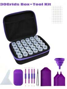 30/60/120 Grids DIY Diamond Painting Beads Storage Box Kit Large Capacity Set With Accessories Mosaic Storage Bag, Diamond Embroidery Mosaic Handicraft Tool Set
