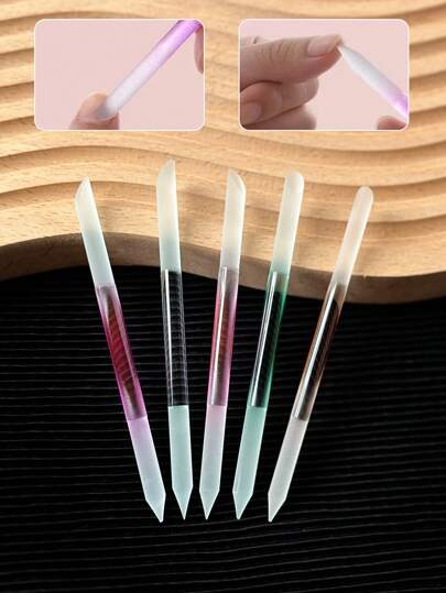 1pc Colorful Glass Nail File, Cylindrical Double-Sided Grinding Rod, Nail Care Detail Treatment, Nail Polishing And Cuticle Removal Glass Nail File