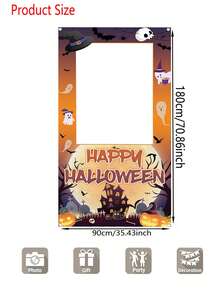 1PC-Halloween Party Decoration Theme Photo Prop Backdrop Indoor And Outdoor Photo Booth Frame For Birthday Party Decor Supplies - Multicolor - View 4