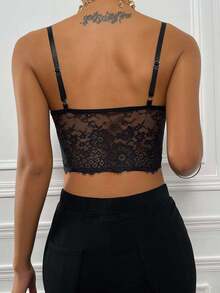 1 件套休闲女式背心蕾丝紧身胸衣吊带背心，适合居家海滩穿着 - 黑色 - 查看 3