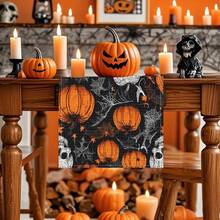 1pc/4pcs Halloween Linen Table Runner Placemats, Easy Clean Breakfast Mats For Kitchen, Home, Restaurant Decor With Pumpkin, Witch, Ghost Patterns Suitable For Kitchen, Dining Room, Living Room, Bathroom - Multicolor - View 11