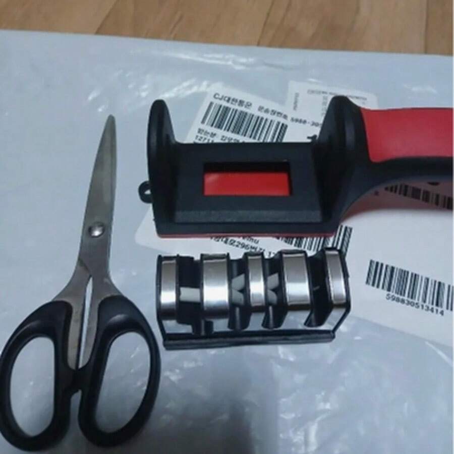 1pc 4-In-1 Professional Knife Sharpener - Tungsten Carbide, ABS & Ceramic Sharpening Stones - Kitchen Gadget & Household Essential