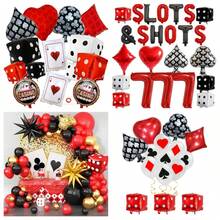赌场骰子和扑克牌气球装饰，大型骰子赌场主题气球，适用于生日派对、德州扑克派对装饰、拉斯维加斯主题游戏之夜派对用品 - 彩色 - 查看 2
