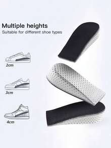 1 双男女通用透气增高半垫 EVA 弹力鞋垫 女款男款运动鞋男式训练鞋跑步鞋 - 黑色 - 查看 4