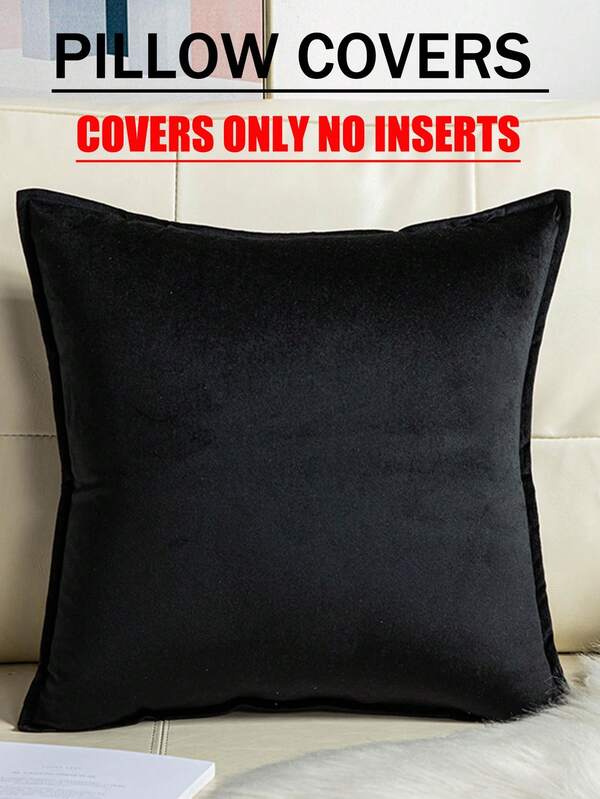 4 piezas Funda de almohada de terciopelo de unicolor grueso para sofá, teñido activo (relleno interno no incluido)