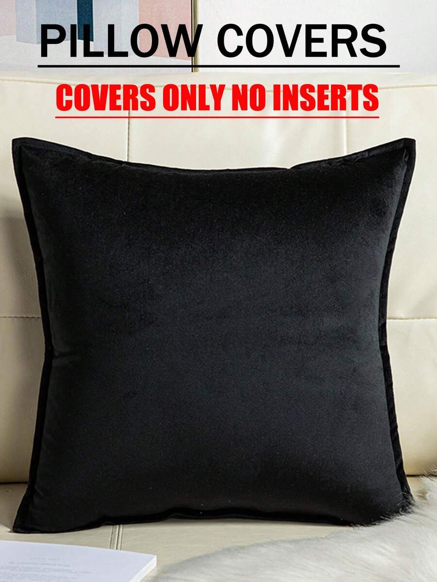 1/4pcs Thickened Solid Color Velvet Sofa Throw Pillow Case, Active Dyeing (Inner Filler Not Included)