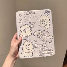可爱猫咪双面彩绘透明防震保护壳，亚克力硬壳，兼容 iPad (A16) 第 11/10 代 10.9 英寸、iPad 10.2 英寸、7/8/9 英寸、iPad Pro 11 英寸（第 2/3/4 代）、iPad Mini 7/6 英寸，支持智能睡眠/唤醒功能，带 Apple Pencil 插槽，兼容小米 Redmi Pad SE 11 英寸（2023 年款）和 MatePad SE 11 英寸（2024 年款）/MatePad 11.5 英寸 S - 無色 - 查看 7