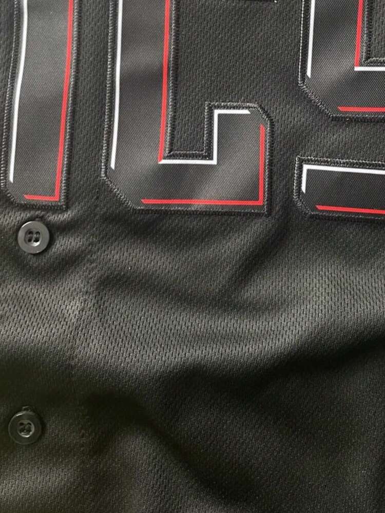 Men's Baseball 44 Jersey  Black Button-Down Embroidered Sports T-Shirt Gym Clothes Men Basic T Shirt - 黑色 - 查看 4