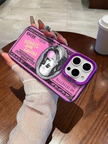 1pc Pink, Money, Quote Pattern Silver Laser Mobile Phone Case, Laser IMD Mobile Phone Case, Suitable For All Models Of Apple Mobile Phone Cases, Can Be Used For Apple 11/12/13/14/15/16/Pro/Plus/Pro Max/16e Mobile Phone Cases - Màu tím - Xem 3