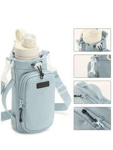 1 قطعة حامل زجاجة مياه من النايلون مع حزام كتف قابل للتعديل، عازل للحرارة للتنزه والتخييم والسفر، مع جيب مزود بسحاب، منظم سفر صغير، إكسسوارات حقيبة سفر صغيرة، ضروريات سفر، منظم سفر محمول، منظم عطلة محمول، مثالي للتنزه والأنشطة الخارجية، مع تصميم جيب أمامي متعدد الاستخدامات للحمل السهل، هدية مثالية