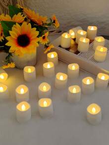 12 Pcs Flameless LED Wishing Candles, 200+ Hours Flickering Electric Tea Lights, LED Tea Lights With Timer Flicker, Miniature Flameless Candle Tea Lights, Warm White Battery Powered Tea Lights For Wedding, Anniversary, Engagement, Romantic Decor, Christmas Party, Halloween Decor, Home Indoor Decoration - 暖白光 - 查看 3