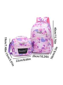 2 Stücke Set Schulanfang, neuer Stil, modischer Nylon Rucksack mit Buchstaben Muster, Messenger Tasche, glatter Reißverschluss, großes Fassungsvermögen, modern und einzigartig, auch geeignet für täglichen Outdoor-Reisen