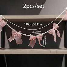 1 vòng hoa ruy băng ngọc trai màu hồng, nơ trong suốt, thích hợp trang trí mùa xuân, đám cưới, tiệc mừng em bé, Ngày của Mẹ, trang trí nhà cửa lãng mạn, trang trí Halloween, trang trí lò sưởi. - Nhiều màu - Xem 14