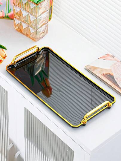 1 Piece, High-End Beautiful Cake/Snack Display Tray, Suitable For Halloween/Wedding Holiday Party Gifts, Living Room Home Tea Tray Water Cup Beauty Salon, Rectangular High-Value Tea Tray