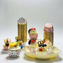 50 个圆形蛋糕杯、烘焙纸杯蛋糕衬垫、耐热纸杯蛋糕模具、蛋糕杯、纸杯蛋糕模具、松饼杯、不粘纸杯，适用于圣诞节、万圣节、感恩节派对蛋糕、万圣节礼物 - 彩色 - 查看 7