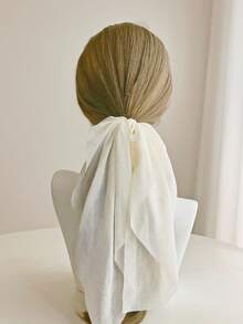 1 件女士雪纺发圈超大纯色马尾辫夹，休闲时尚弹力发带，适合日常发型，发圈，发球