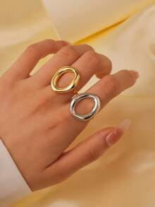 1枚简约不锈钢花朵开口戒指，适合女性日常、节日、派对佩戴，也可作为母亲节礼物 - 花朵 - 查看 6