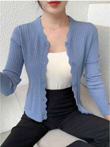 Women Lightweight Cardigans - Blue - View 1