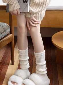 1双女童加厚秋冬腿套，Y2K风格过膝长靴腿套，保暖舒适