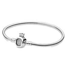 S925 Sterling Silver Cubic Zirconia Paved Heart & Snake Bone Bracelet, Suitable For DIY, Fashionable Jewelry Gift For Women