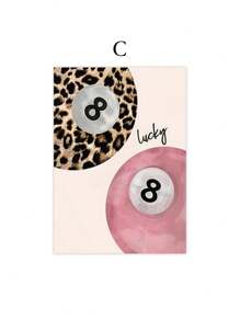 1/3幅豹纹油画海报，猎豹图案，8号球海报，幸运艺术画，嘴唇墙画，优雅墙面装饰，客厅墙面装饰，女孩房装饰，无框 - 米色 - 查看 14