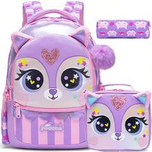 Mochila com estampa de animais, mochila escolar para meninos e meninas, mochila fofa para meninas, conjunto de mochilas infantis, mochila de viagem, adequada para alunos da pré-escola, jardim de infância e ensino fundamental, pode ser usada para guardar material escolar. - Mochila escolar para meninas animais - Ver 19