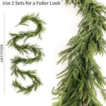 Christmas Dector Home Gift Artificial Norfolk Pine Garlands, Real Touch Winter Pine Garland, Green Artificial Greenery Garland For Table, Mantle, Wall, Indoor, Outdoor Christmas Decorations (Original Green)